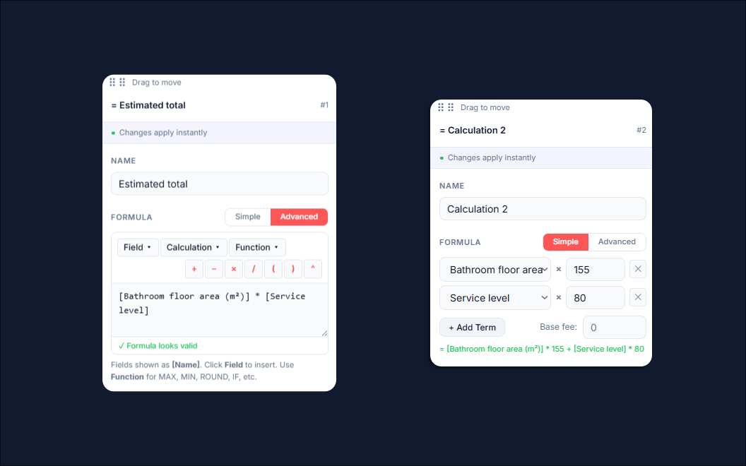 Formula simple mode