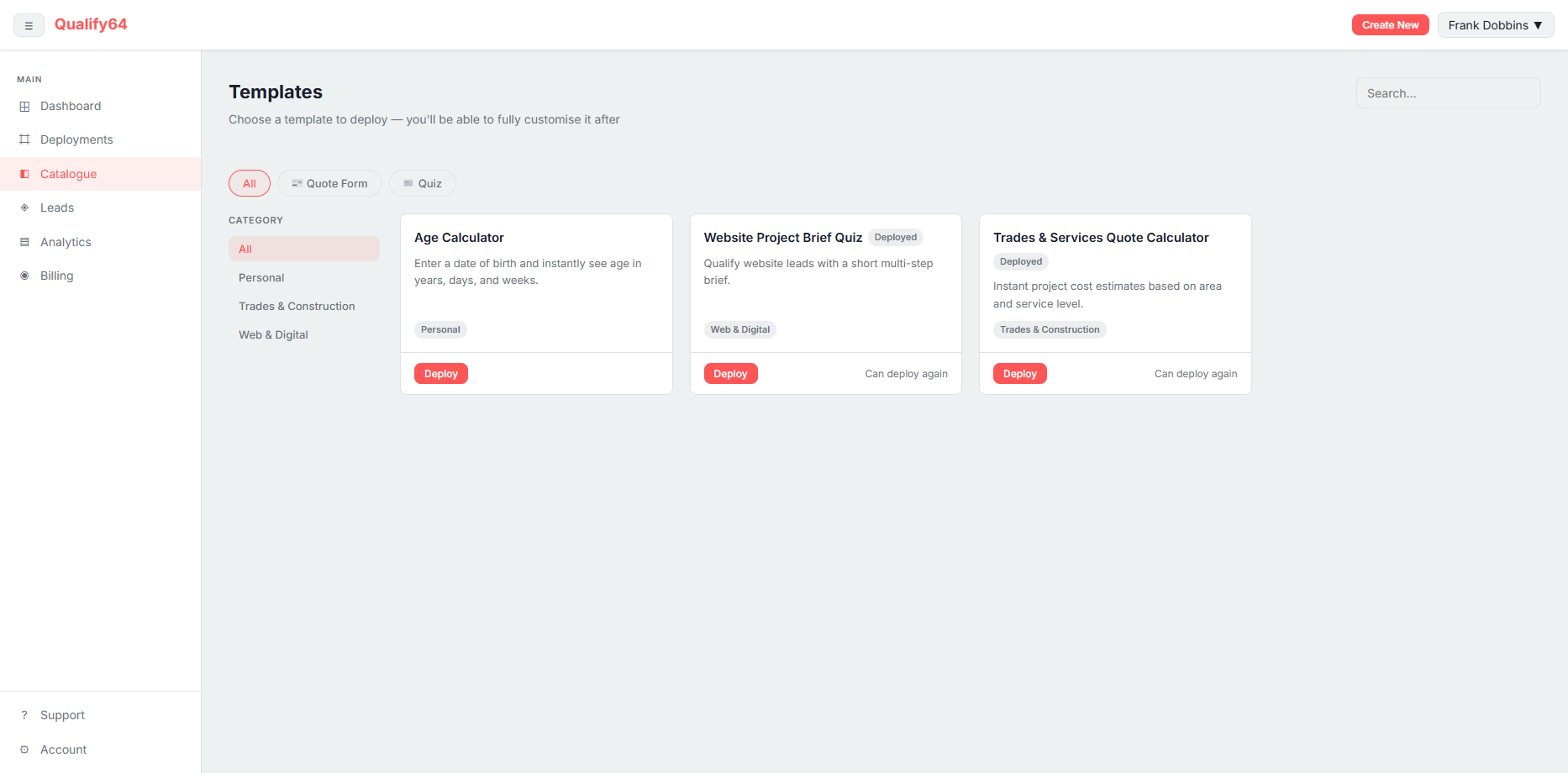 Templates screenshot